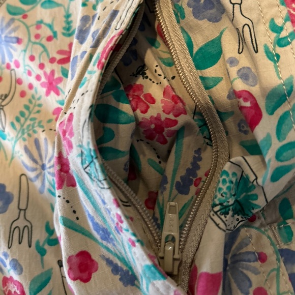 Duluth Trading Co Womens Gray and Pink Floral Patterned Overalls Size Large X 31 - Picture 14 of 16